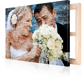foto mosaico stampato su tela_esempio sposi mazzolino