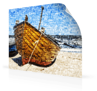 foto mosaico su poster_esempio barca in spiaggia