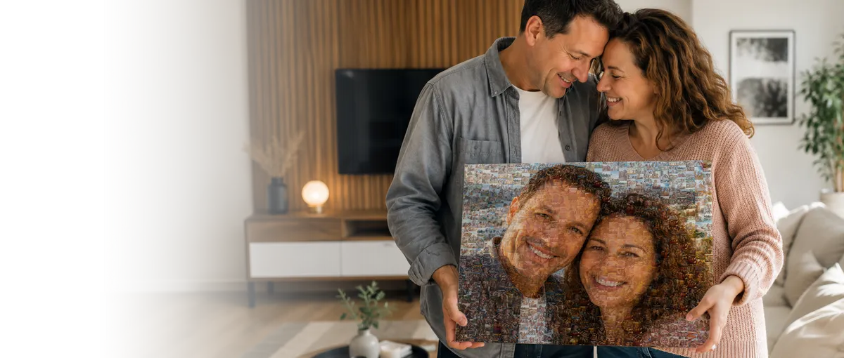 mosaico di tante piccole foto in un grande immagine