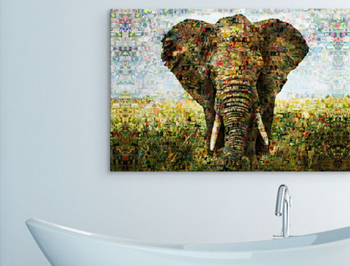 soggiorno mosaico alluminio elefante